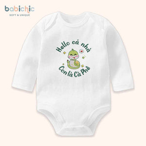 Set quà thêu tên cho bé trai - Cà Phê - Cotton Organic, Hình Rắn 2025, Xanh Lá, Quà Đầy Tháng Bé Trai Thêu Tên Cá Nhân