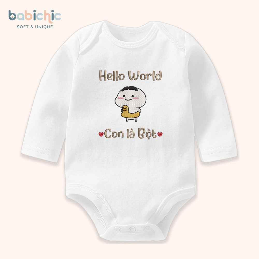 Set quà thêu tên cho bé trai - Bột - Cotton Organic, Hình Dễ Thương, Tone Nâu, Quà Đầy Tháng Bé Trai Cá Nhân Hóa