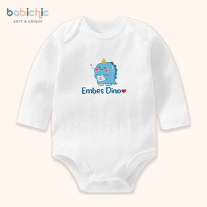 Set đồ sơ sinh thêu tên “Dino” – Chủ đề khủng long xanh dương, quà đầy tháng bé trai đáng yêu