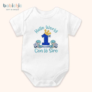 Quà tặng sơ sinh cá nhân hóa cho bé trai – Bodysuit thêu tên “Con là Siro”, hình rắn
