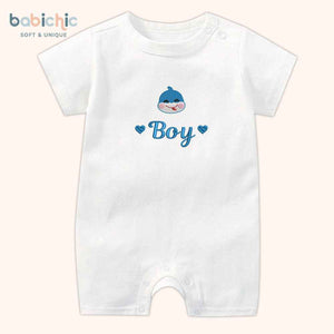 Set quà thêu tên cho bé trai - Boy - Cotton Organic, Hình Thêu Tối Giản, Xanh Dương, Quà Đầy Tháng Cá Nhân Hóa Cho Bé Trai