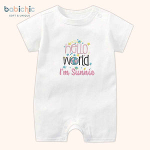 Set quà đầy tháng cá nhân hóa cho bé gái “I'm Sunnie” – thêu mặt trời & địa cầu dễ thương