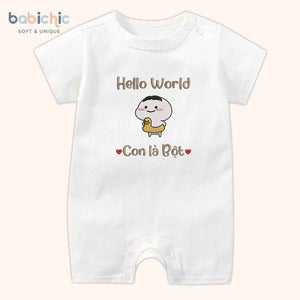 Set quà thêu tên cho bé trai - Bột - Cotton Organic, Hình Dễ Thương, Tone Nâu, Quà Đầy Tháng Bé Trai Cá Nhân Hóa