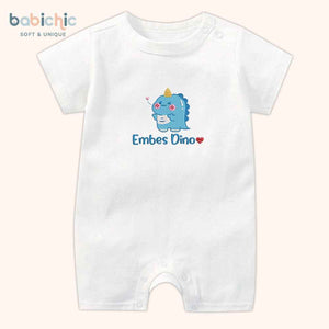 Set đồ sơ sinh thêu tên “Dino” – Chủ đề khủng long xanh dương, quà đầy tháng bé trai đáng yêu