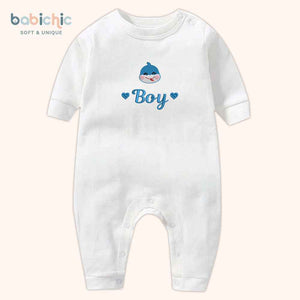 Set quà thêu tên cho bé trai - Boy - Cotton Organic, Hình Thêu Tối Giản, Xanh Dương, Quà Đầy Tháng Cá Nhân Hóa Cho Bé Trai