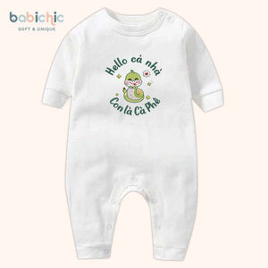 Set quà thêu tên cho bé trai - Cà Phê - Cotton Organic, Hình Rắn 2025, Xanh Lá, Quà Đầy Tháng Bé Trai Thêu Tên Cá Nhân