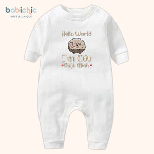 Set quà thêu tên cho bé trai - Cừu - Thêu Hình Cừu Dễ Thương, Tone Nâu, Quà Đầy Tháng Cá Nhân Hóa