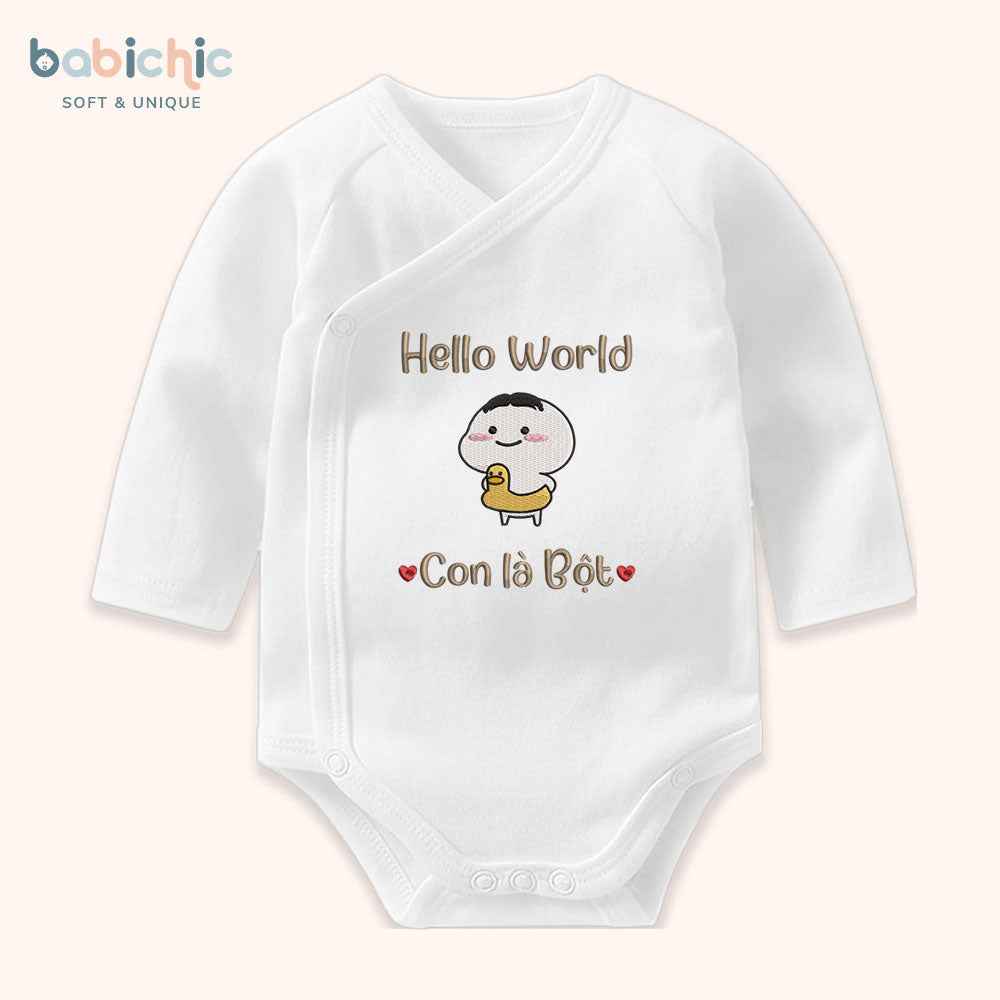 Set quà thêu tên cho bé trai - Bột - Cotton Organic, Hình Dễ Thương, Tone Nâu, Quà Đầy Tháng Bé Trai Cá Nhân Hóa