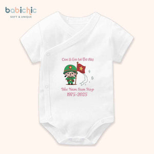 Set đồ bé gái 30/4 – Body thêu “Em bé Bơ” cờ đỏ sao vàng & bản đồ Việt Nam